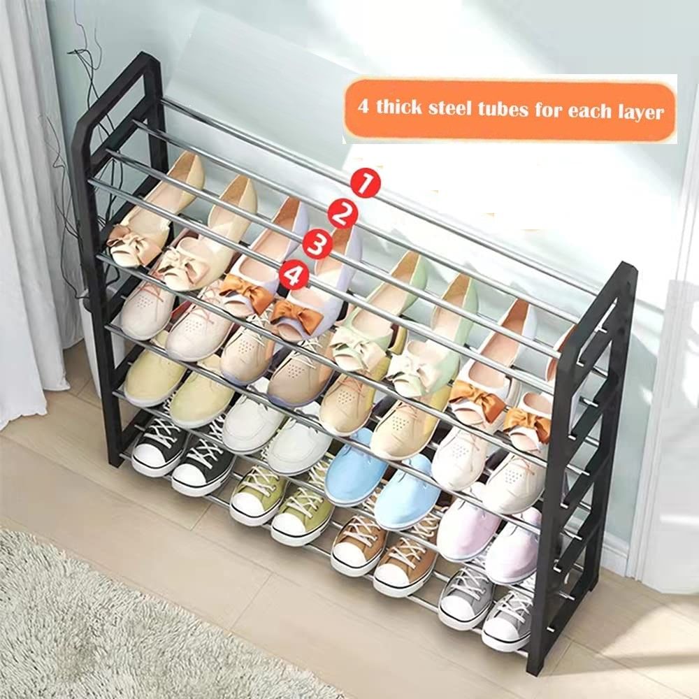 4 Tier White Shoe Rack Storage - Fits 15 Pairs | Space-Saving Organiser Australia