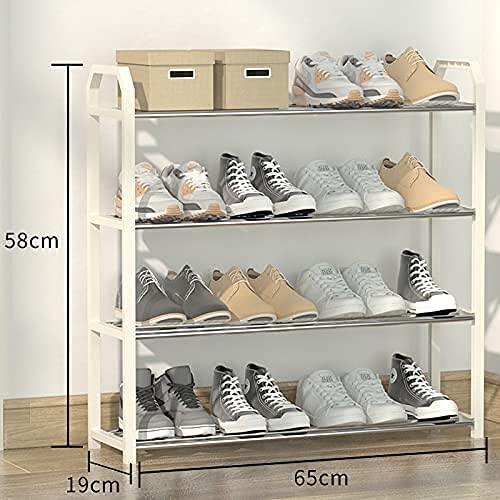 4 Tier White Shoe Rack Storage - Fits 15 Pairs | Space-Saving Organiser Australia
