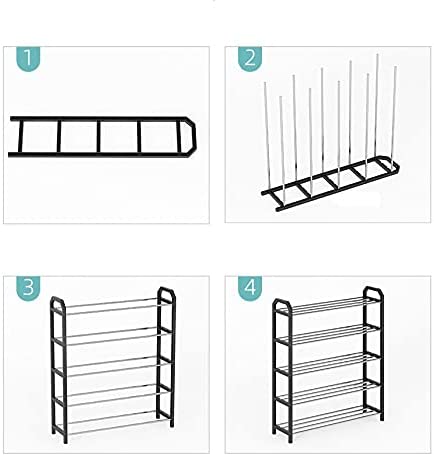 Flexible tier removal on white shoe rack accommodating tall boots and different shoe sizes