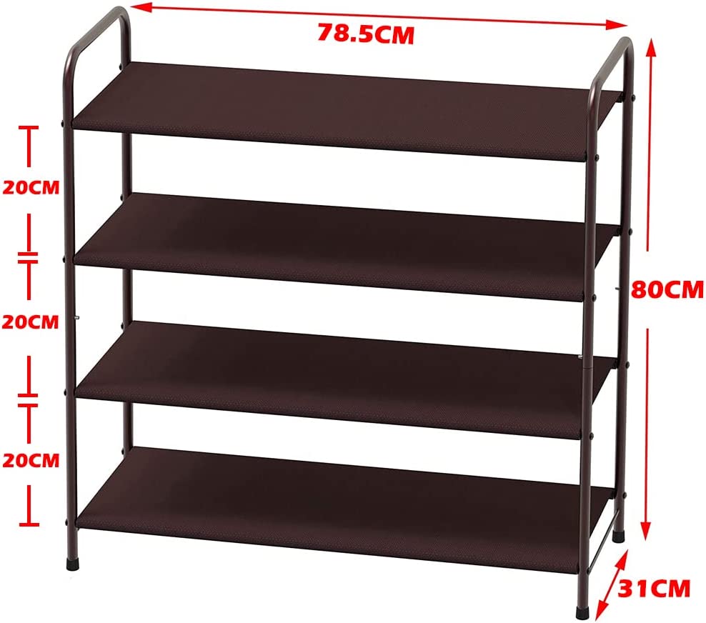 Tidy Up in Style – 4-Tier Metal Shoe Rack & Storage Organizer with Side Pockets for Entryway, Bedroom & Wardrobe