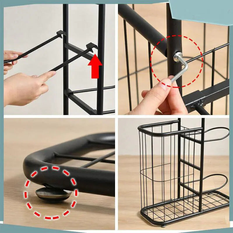 Close up of anti-rust metal frame with arc polished edges on ball organizer