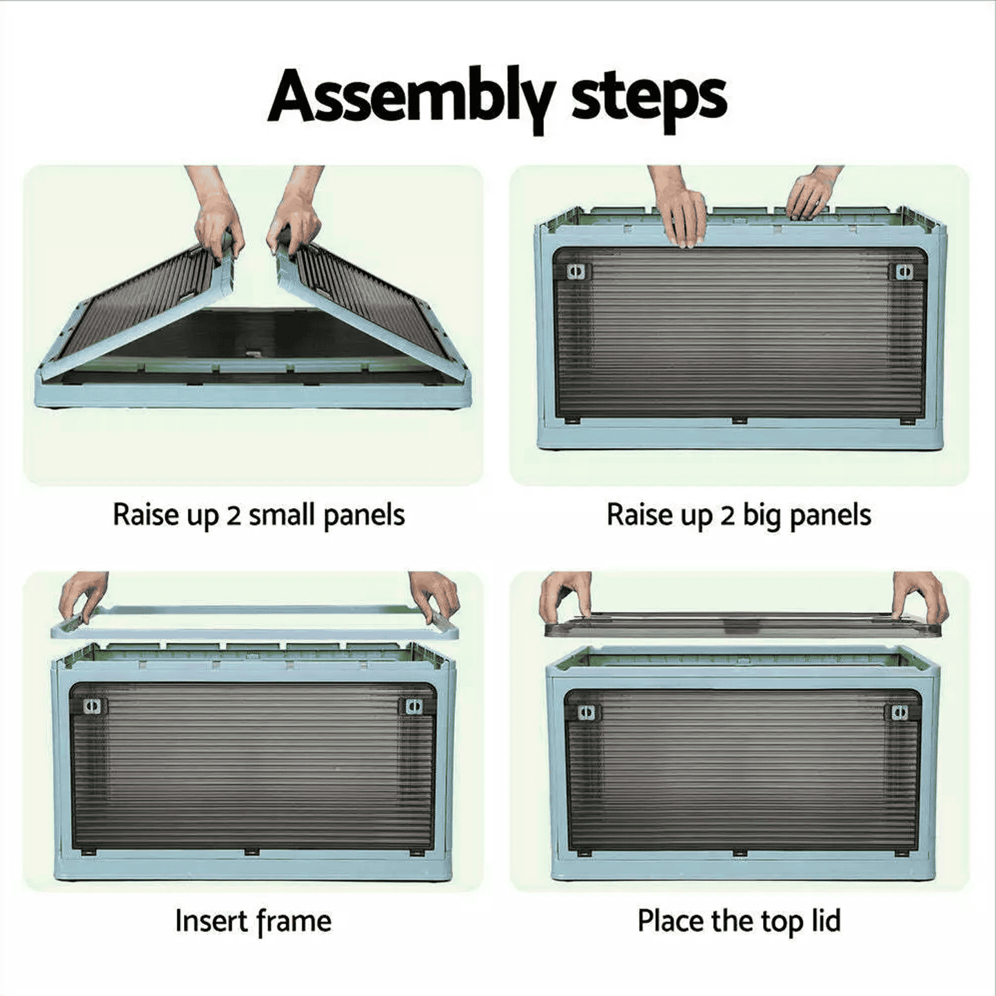 Blue 28L Rolling Storage Box – Foldable, Stackable & See-Through