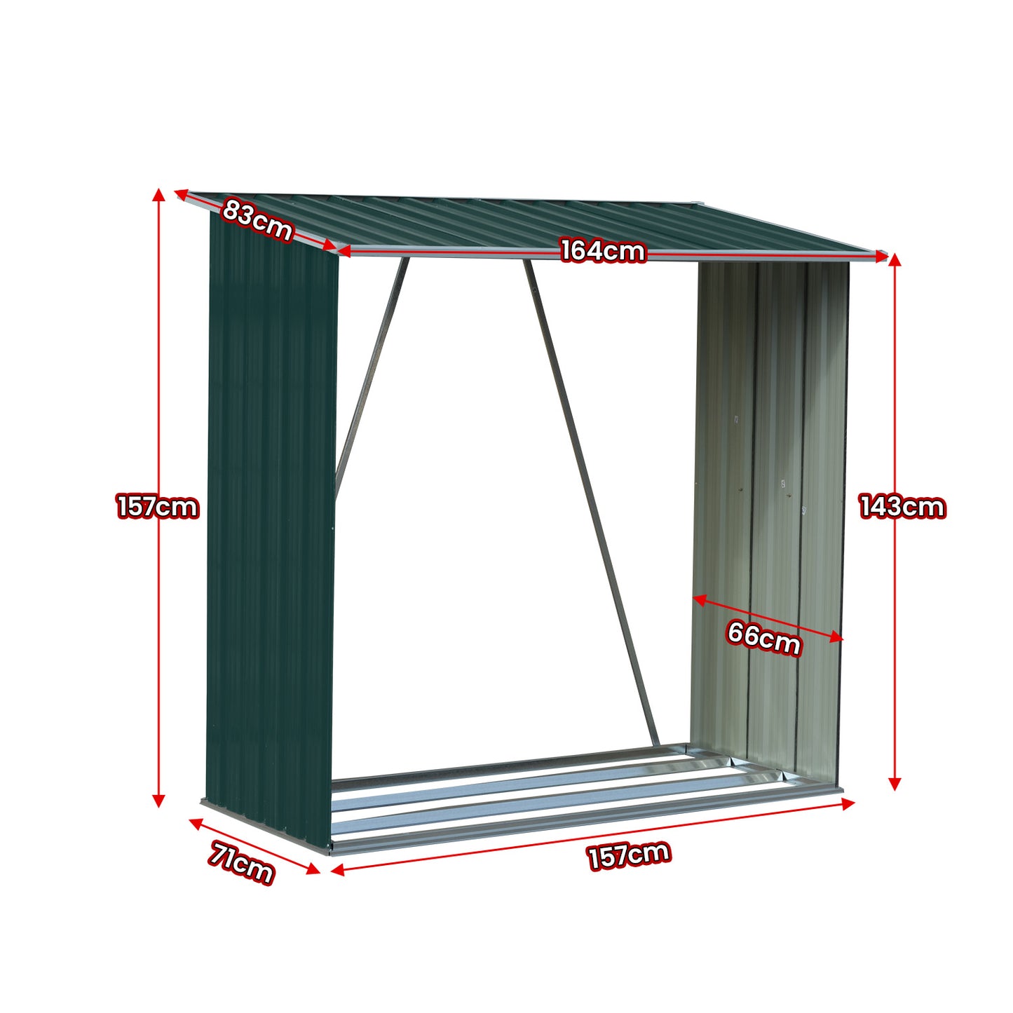 🔥 Galvanized Steel Firewood Storage Shed – Weatherproof, Compact & Durable (Green)