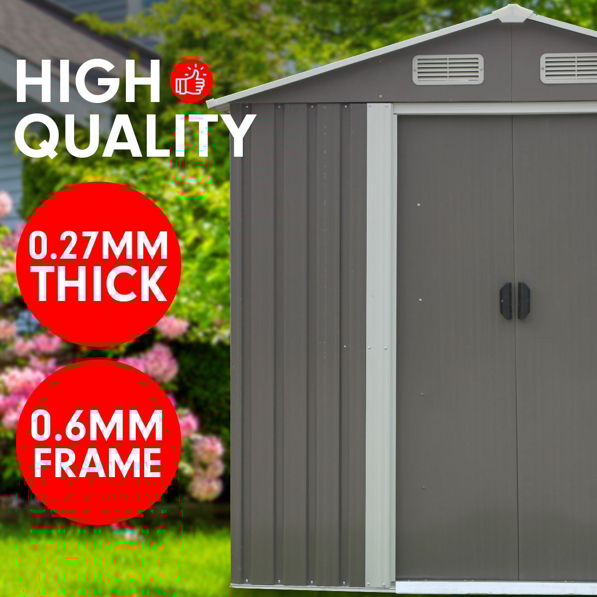 ๐ ๏ธ 1.95x1.25m Garden Shed โ Spire Roof Outdoor Storage, Grey