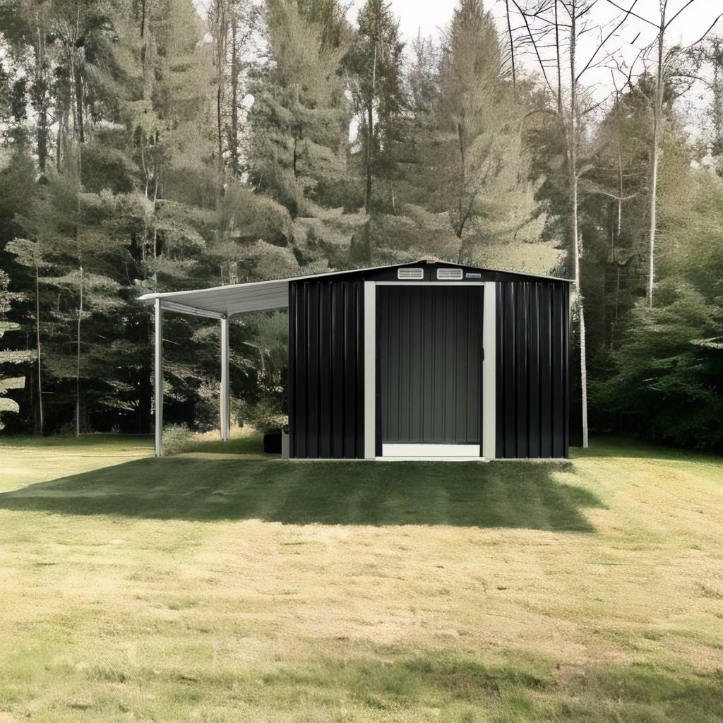 Sleek black garden shed installed in modern Australian backyard showing property value enhancement