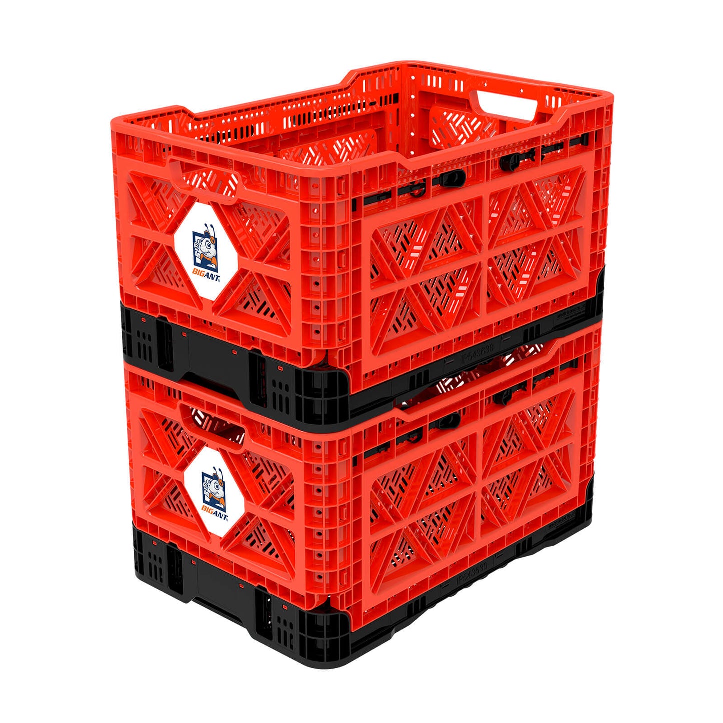 48L Collapsible Storage Crate – Heavy-Duty Foldable, Stackable Box (Red)