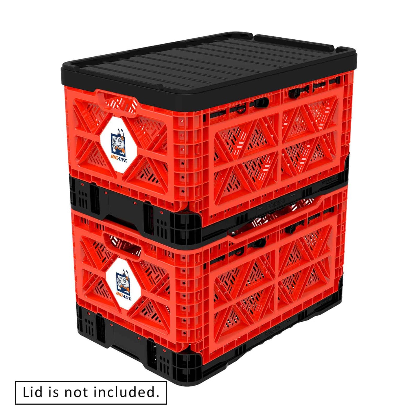 48L Collapsible Storage Crate – Heavy-Duty Foldable, Stackable Box (Red)