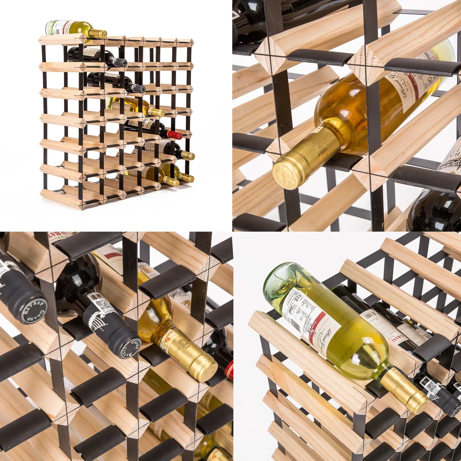 Pine wood wine rack in modern Australian dining room showing elegant wine collection display furniture quality
