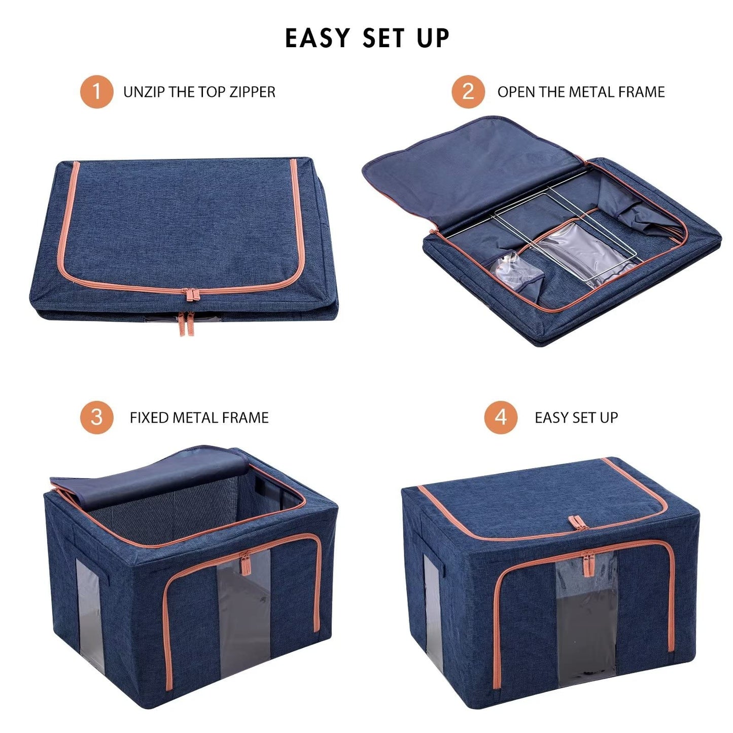 100L Cloth Storage Box – Durable Foldable Wardrobe Organiser (Grey Blue)