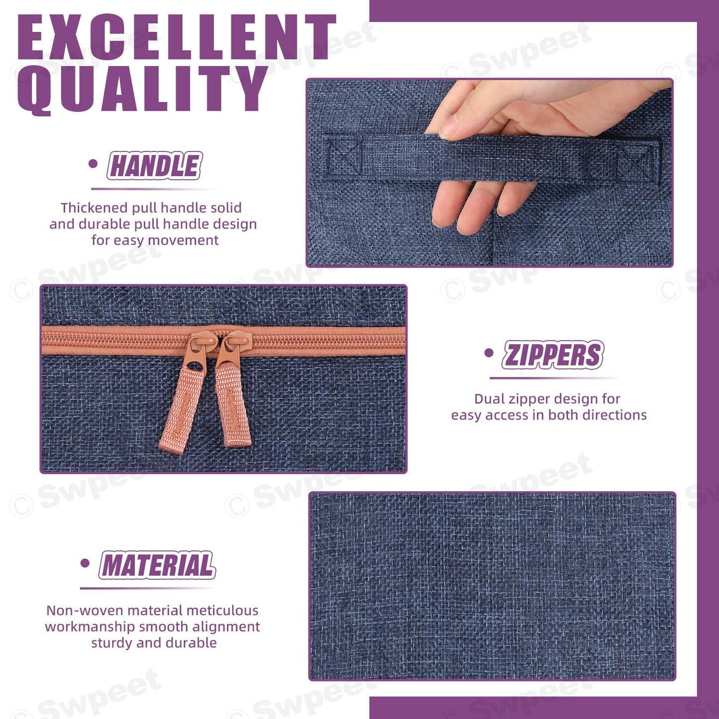 24L Foldable Linen Storage Box with Metal Frame – Durable Closet Organiser in Blue