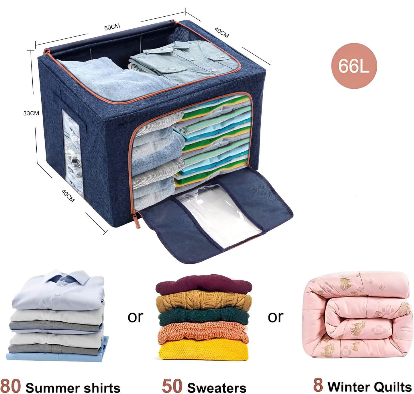 66L Premium Linen Storage Box | Foldable Closet Organizer | Marie Kondo Style Australia