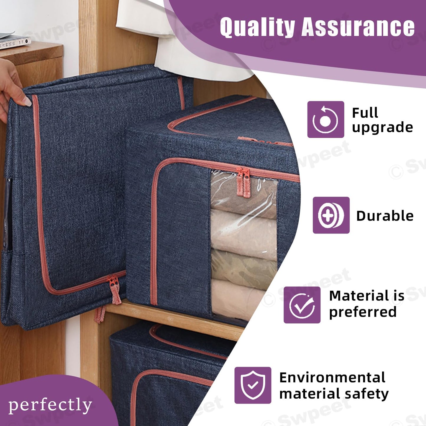 66L Premium Linen Storage Box | Foldable Closet Organizer | Marie Kondo Style Australia