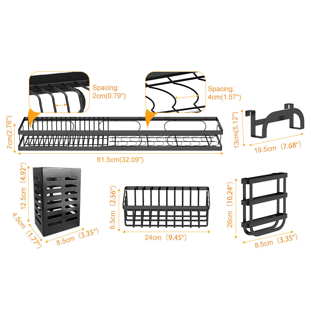 85cm 3 tier Over Sink Dish Drying Rack Drainer Kitchen Cutlery Holder Storage Organiser