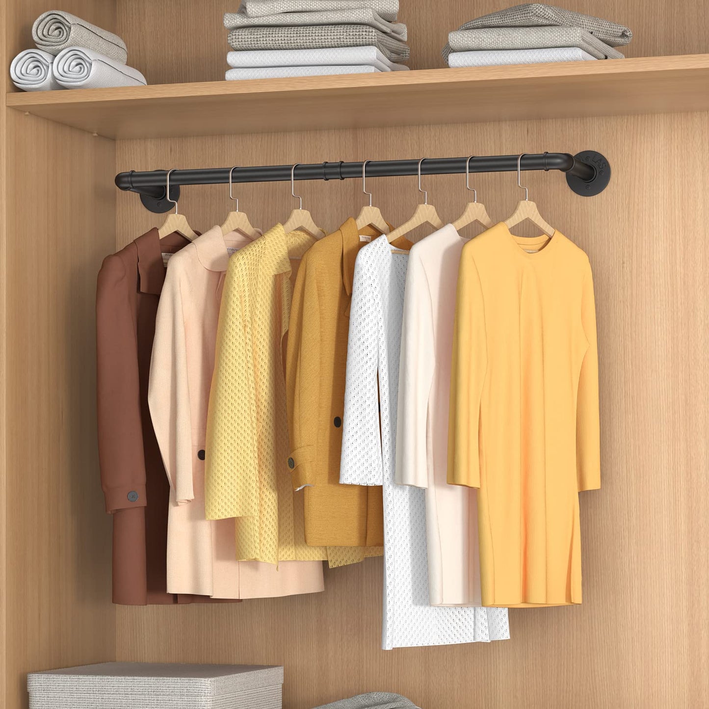 97cm Industrial Wall Mounted Clothing Rack – Heavy-Duty Pipe Garment Hanger for Bedroom, Laundry & Retail