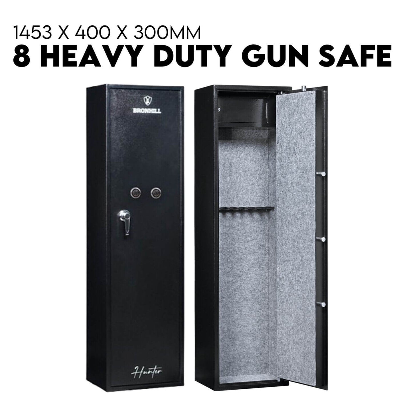 8-gun safe cabinet with lockable ammo box and carpet interior