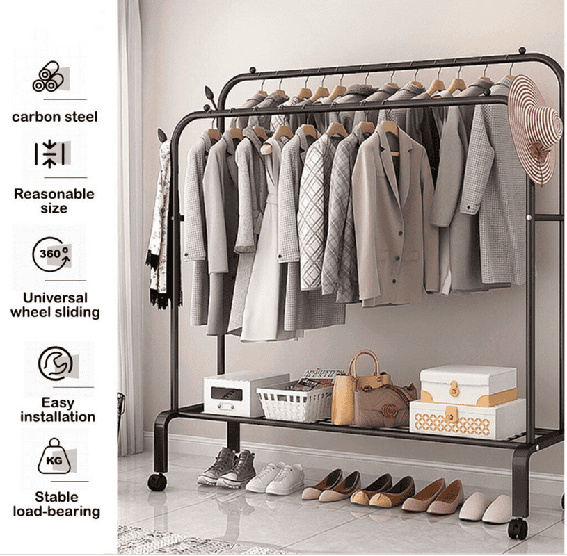 Portable Clothes Wardrobe - Carbon Steel, Stable load-bearing - Smart Storage AU