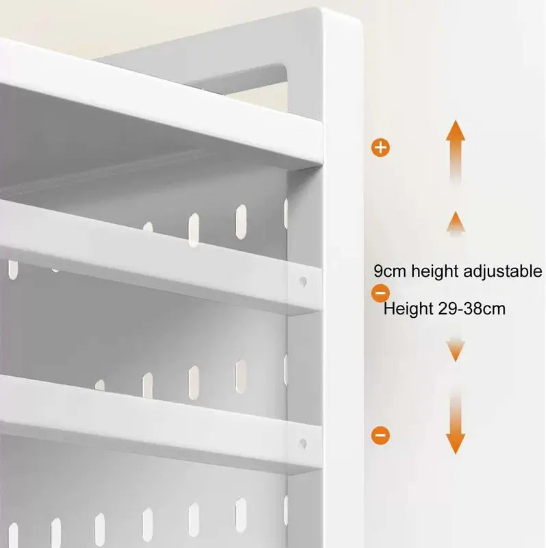 Microwave shelf storage rack installed above microwave showing triple storage capacity