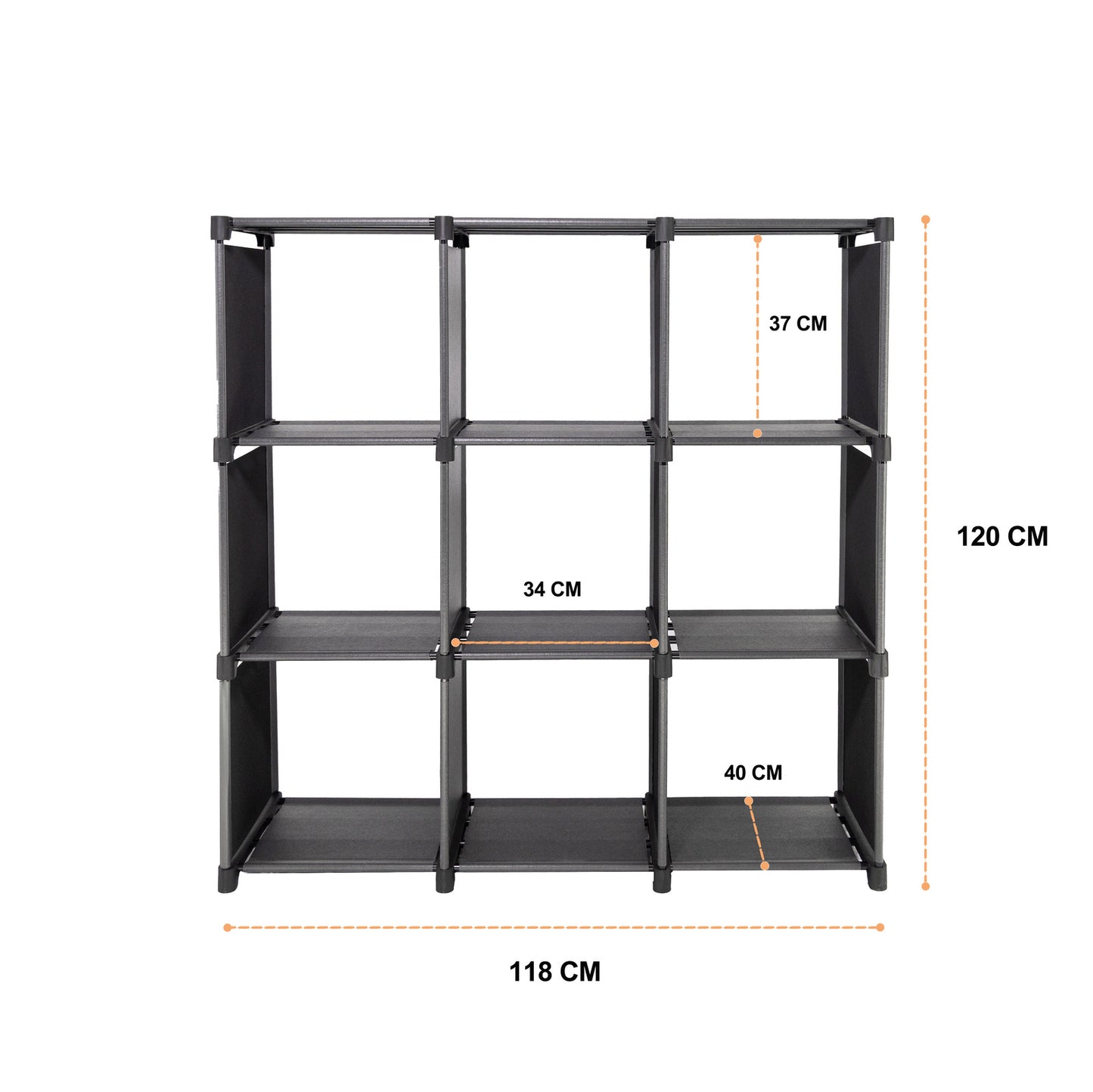 Sorti 9-Cube Storage Organizer – Modular Wardrobe Shelf Unit with Metal Frame