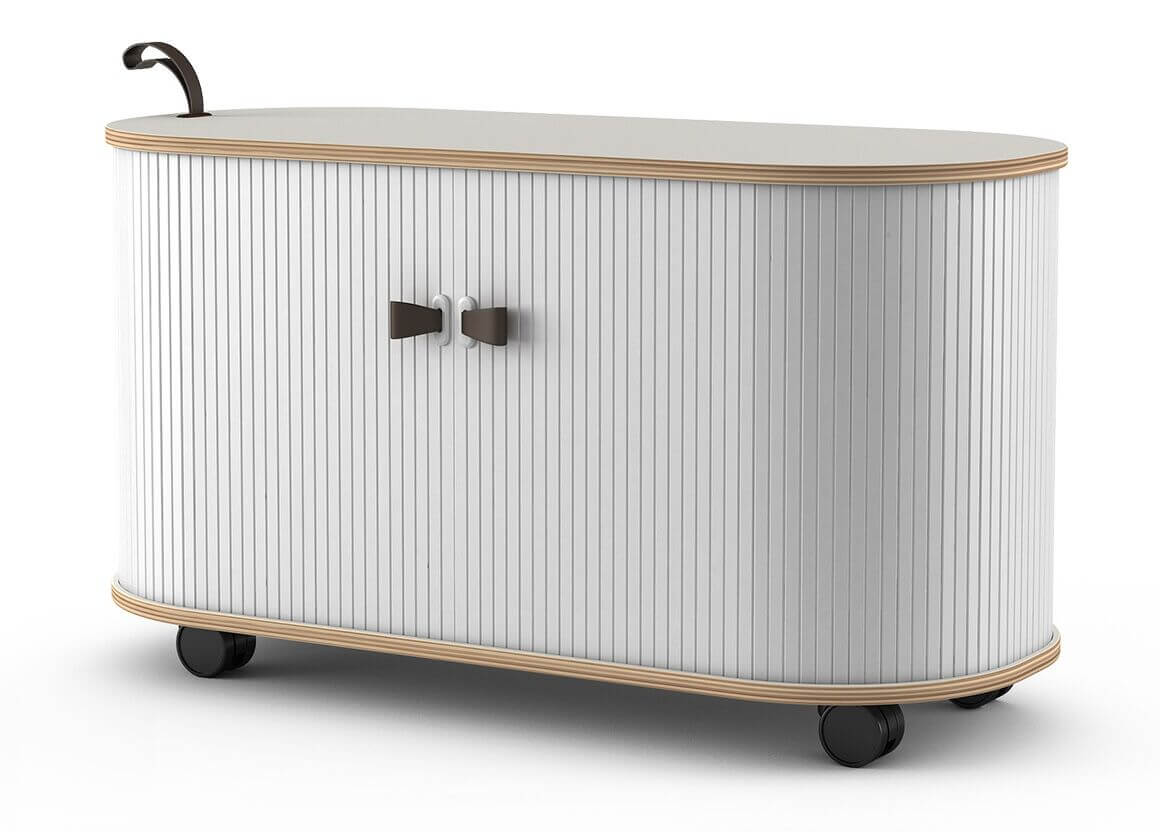 UFOU Mobile Roller Shutter Cabinet – Stylish Storage with Adjustable Shelves & Lockable Wheels