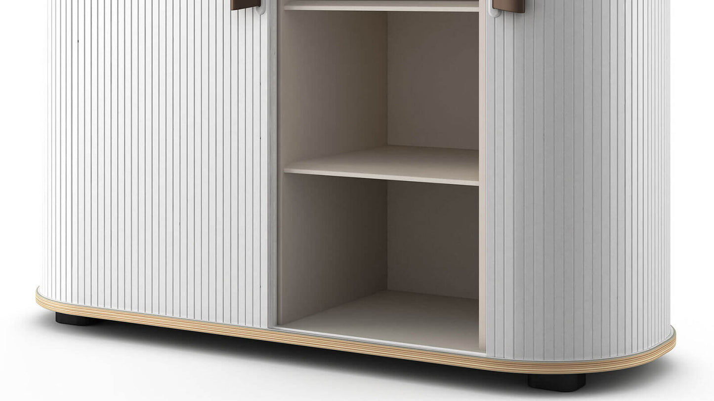 UFOU Mobile Roller Shutter Cabinet – Stylish Storage with Adjustable Shelves & Lockable Wheels