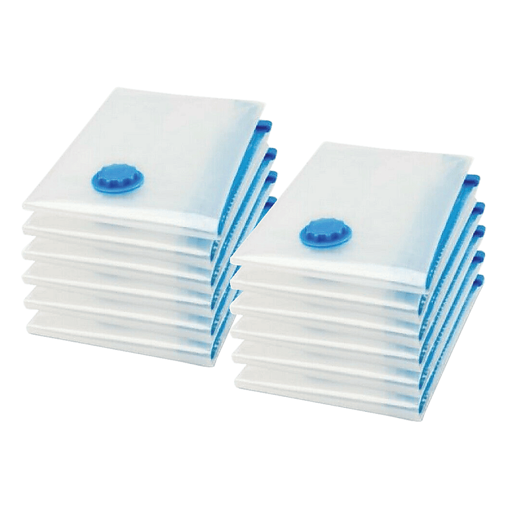 Vacuum storage bags compressing winter clothes showing before after space saving 75% reduction Australian home storage