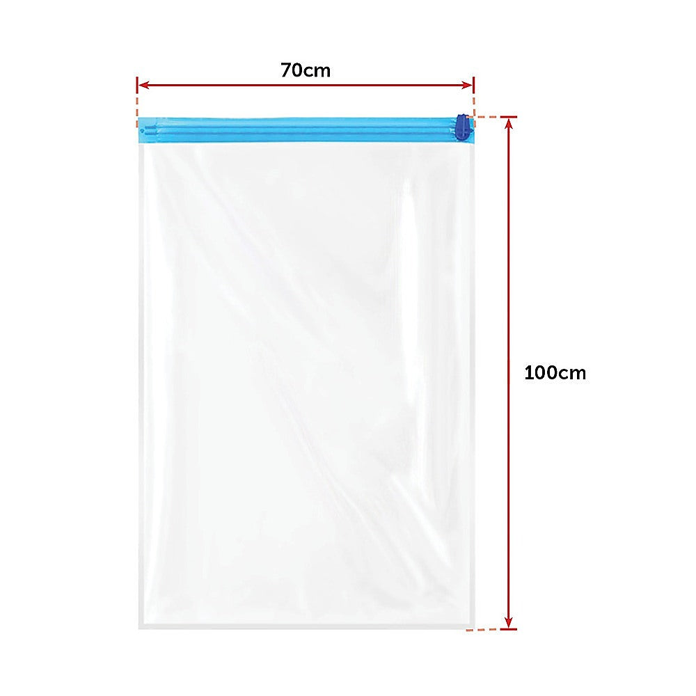 Vacuum storage bags 70x100cm size showing capacity for duvets coats sweaters pillows clothing compression
