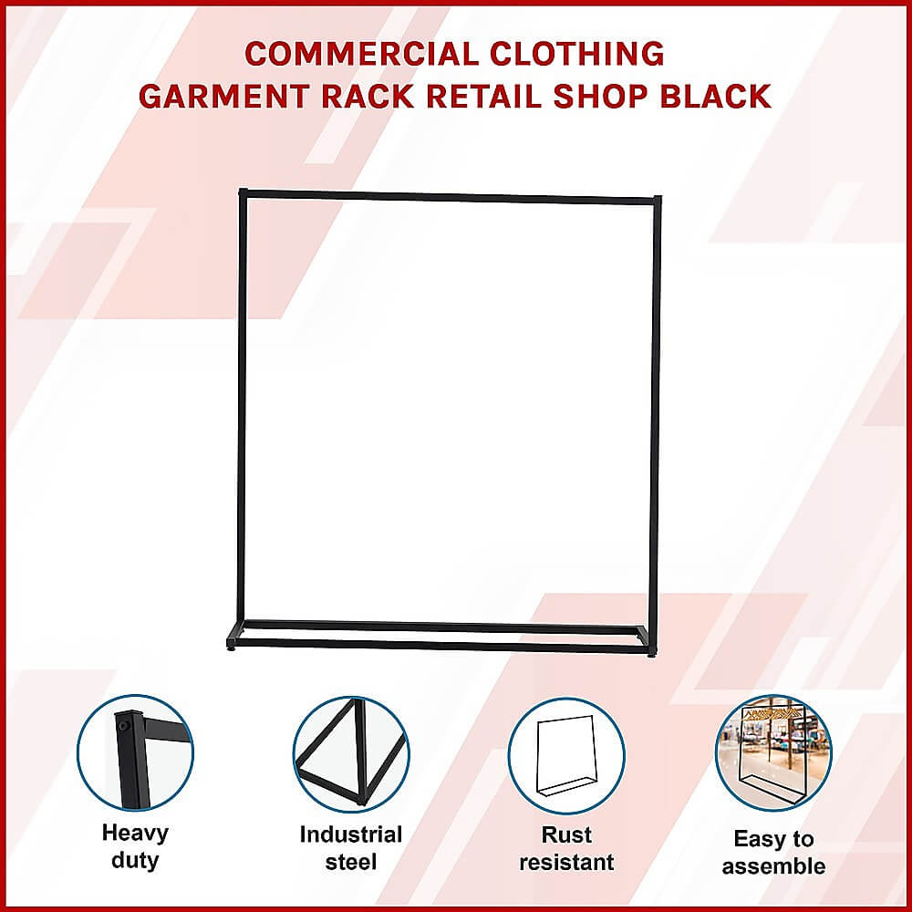 Commercial Clothing Rack – Heavy Duty Black Garment Stand for Retail or Market Stalls