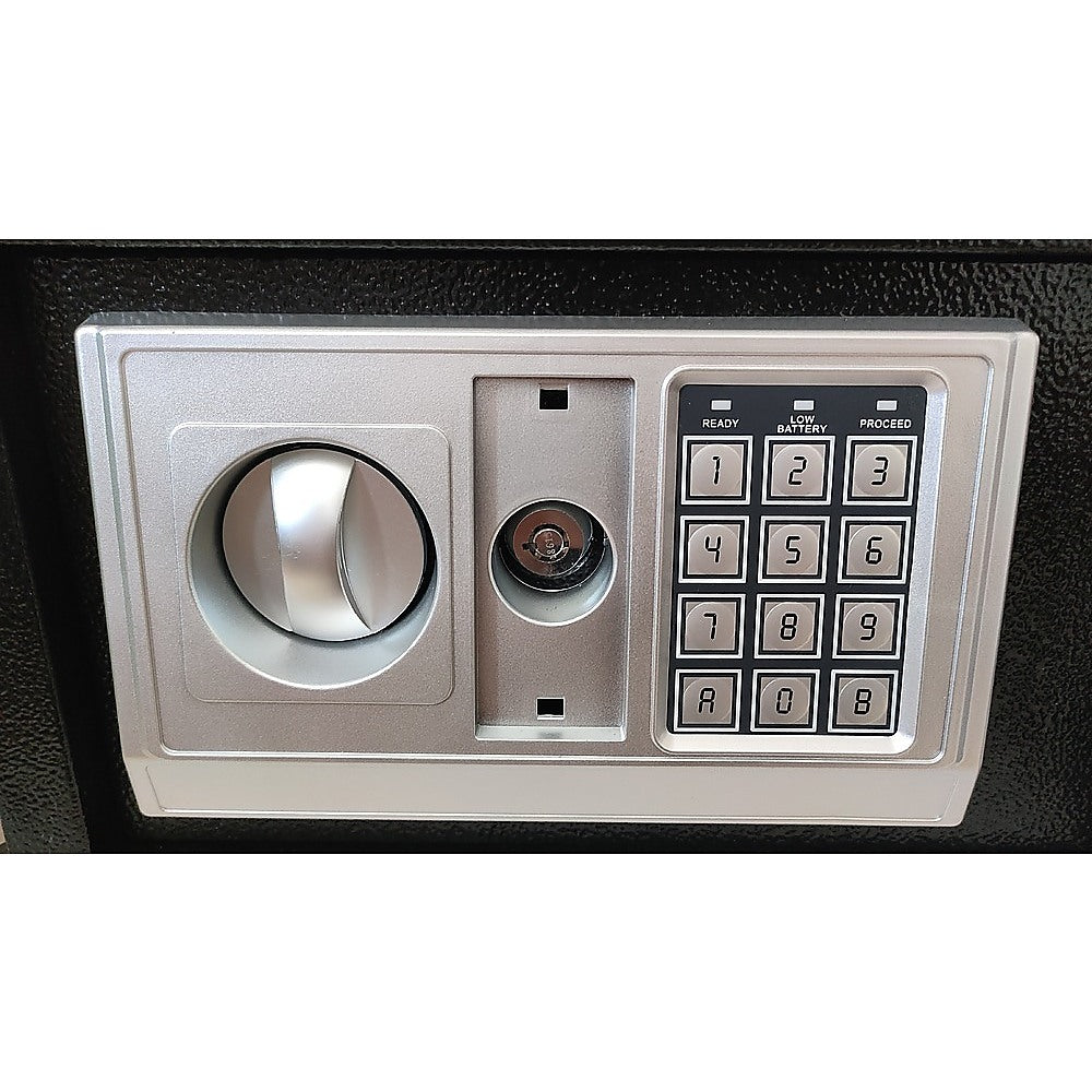 Electronic digital lock keypad with LCD display and tamper alarm system on security safe