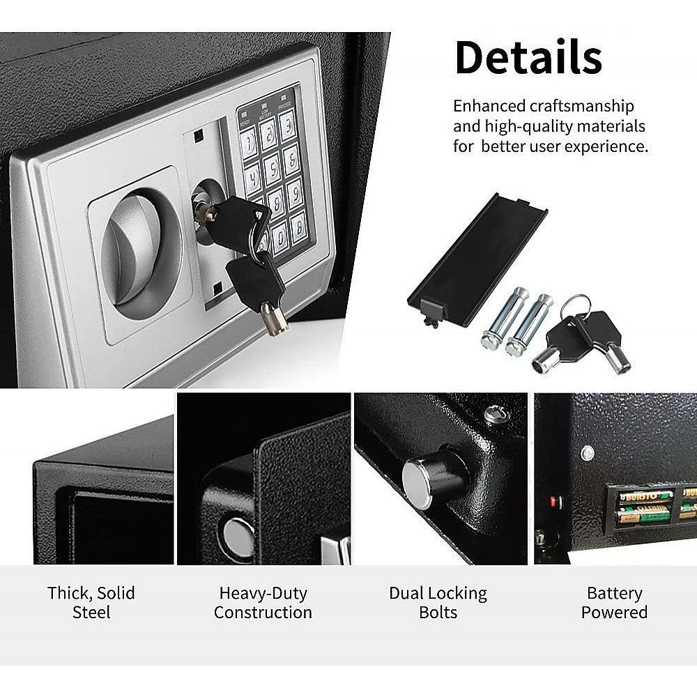 Reinforced steel construction and concealed hinges on professional digital security safe