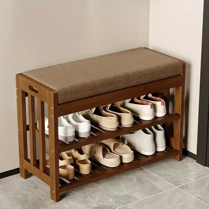 Dust-free shoe storage compartments in bamboo bench furniture