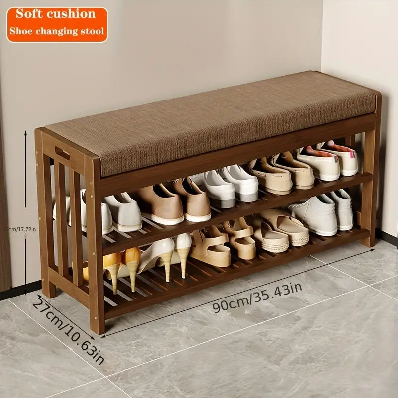 Compact entryway furniture bamboo bench seat for small spaces