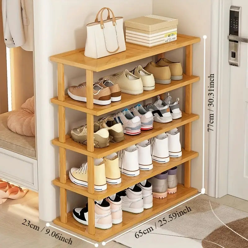 Easy assembly bamboo shoe storage with included hardware