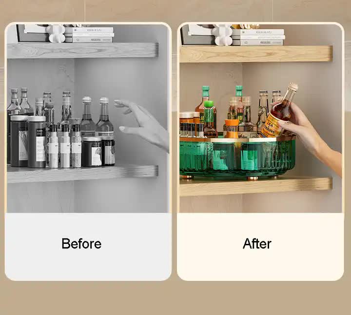 Transparent Luxe Rotating Organizer – 360° Spice Rack & Condiment Caddy for Kitchen, Pantry & Living Room
