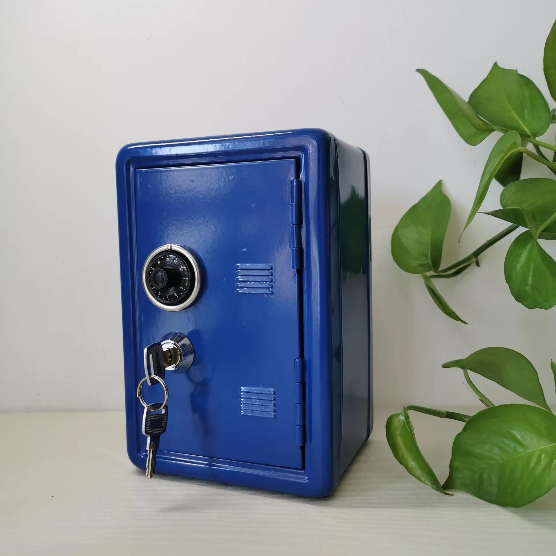 Professional blue mini safe 18x12cm with combination lock for office and travel security