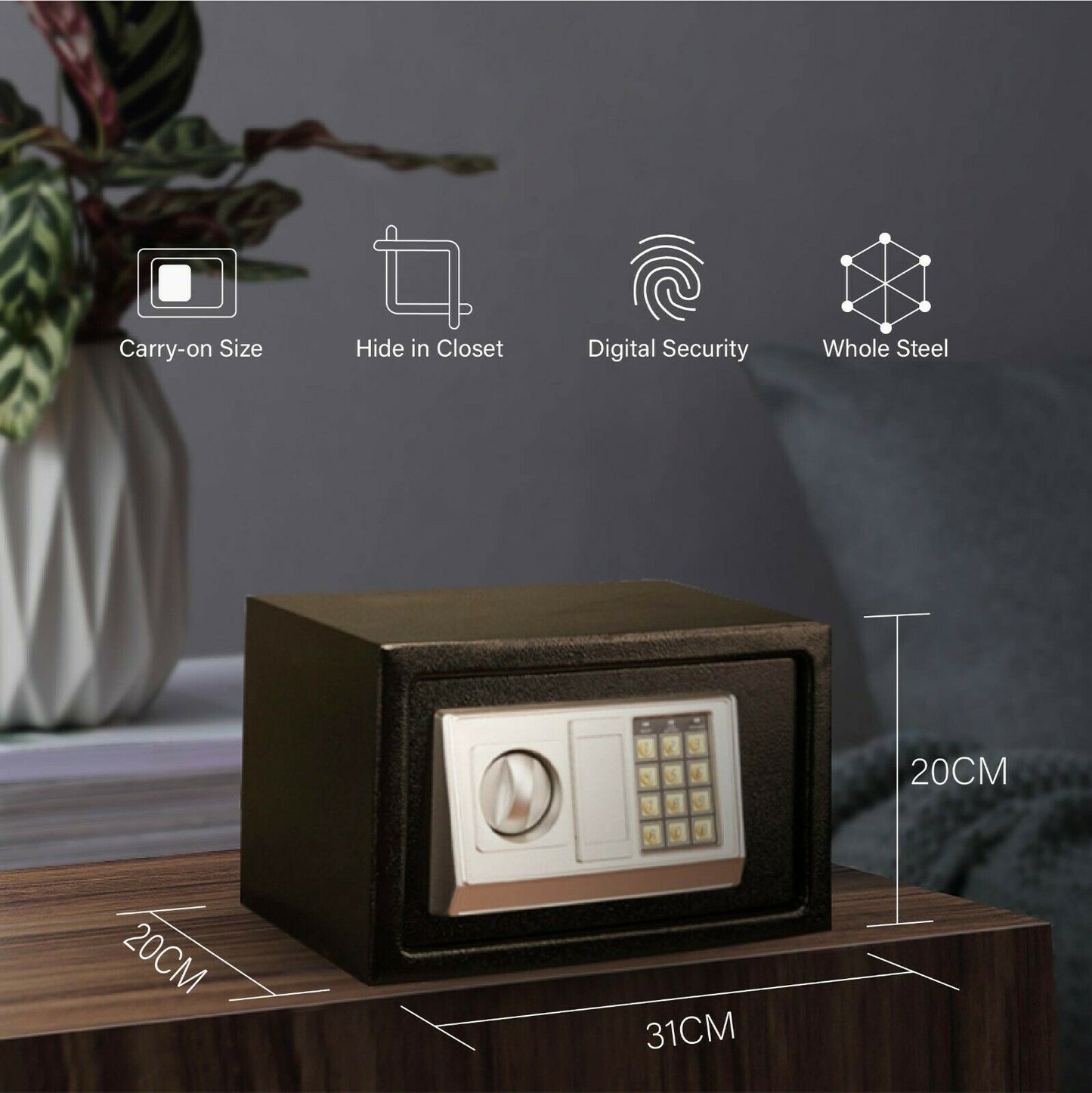 Open digital safe box showing documents and jewelry inside