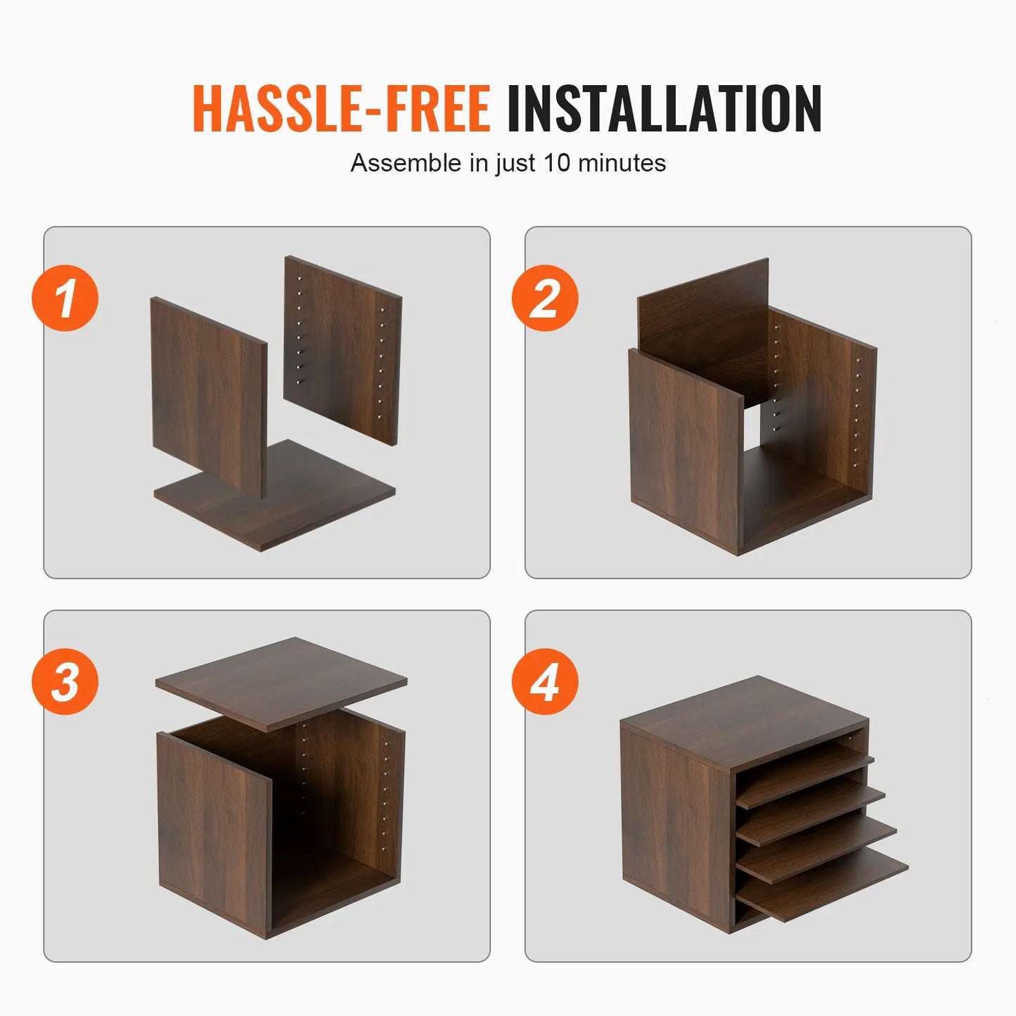 VEVOR 5-Compartment Wooden File Organizer – Adjustable Home Office Storage (Brown)