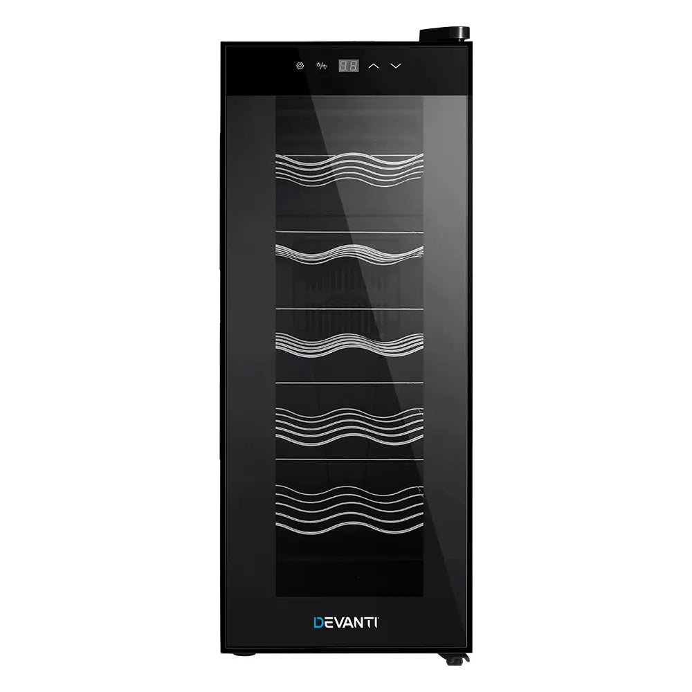Devanti 12 Bottle Wine Fridge - Thermoelectric Silent Wine Cooler with LED Display