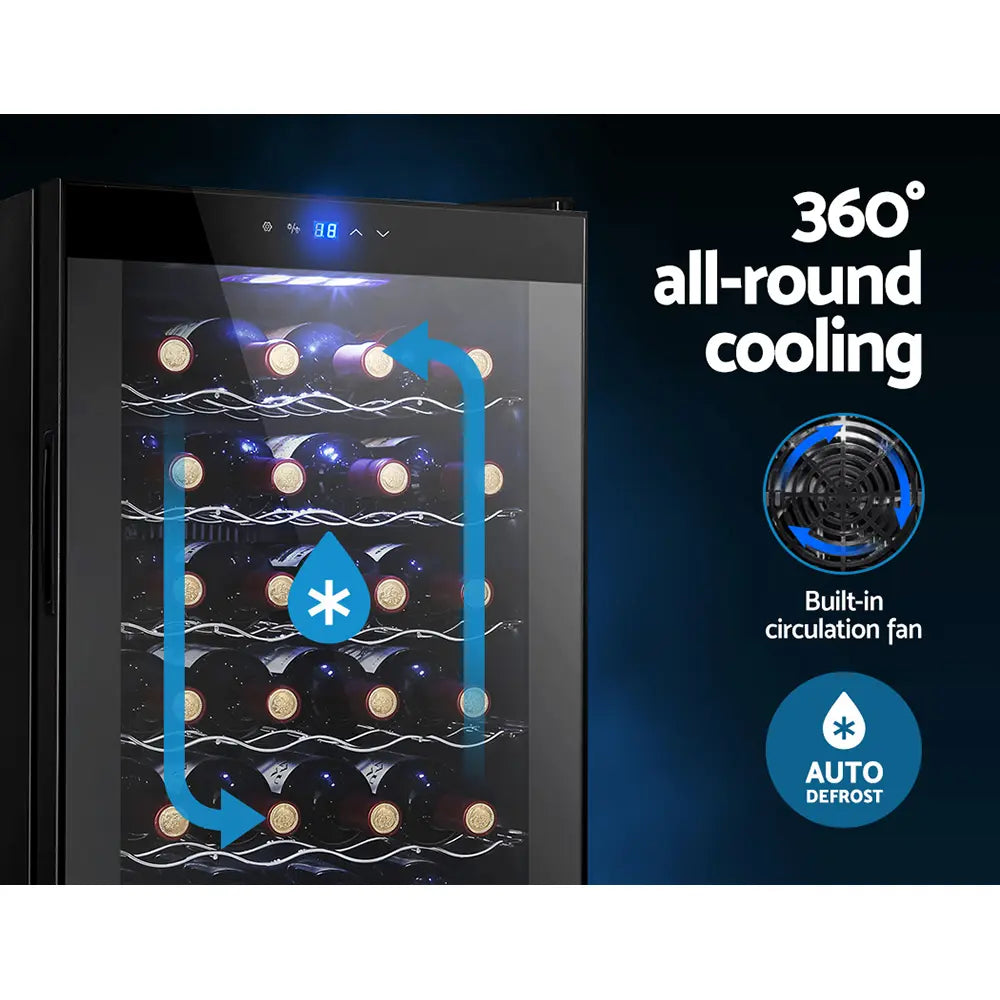 Touch control panel wine fridge showing digital temperature display and child lock safety feature