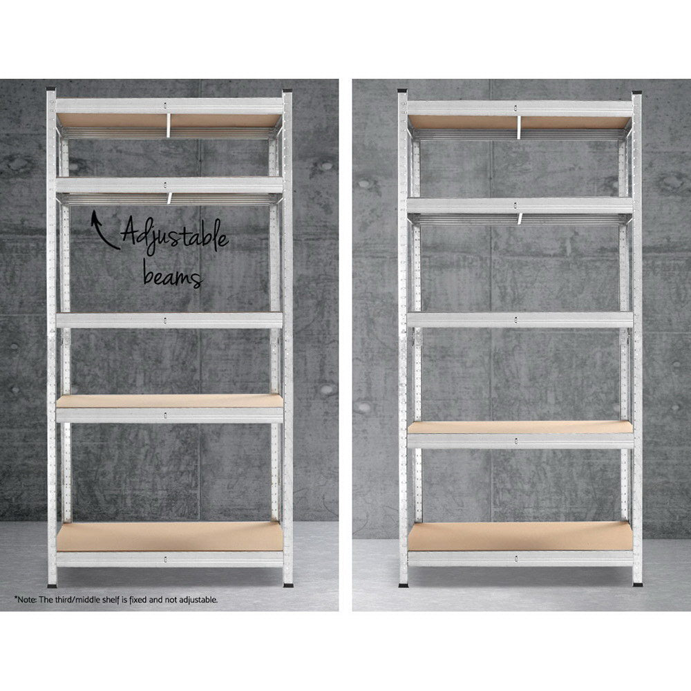 Giantz 5x Heavy-Duty Garage Shelving – 180cm Steel Storage Racks (1000kg Capacity, Silver)
