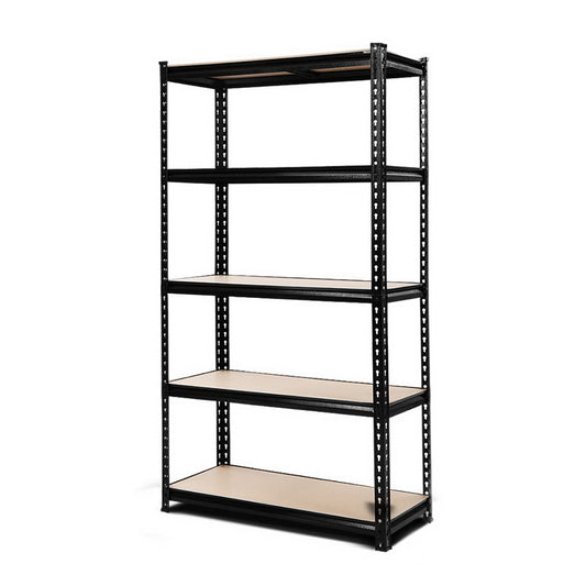 Giantz 1.5M Heavy Duty Garage Shelving Rack Black – 5 Tier