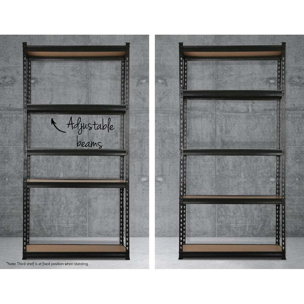 2 x 1.5M Giantz Heavy-Duty Steel Garage Shelving Units – 5-Tier Storage Racks (750kg Total Capacity)