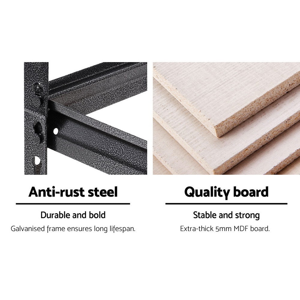 Giantz Heavy-Duty 5-Tier Steel Garage Shelving Rack – 750kg Capacity (2x Pack, 2x1.5m)