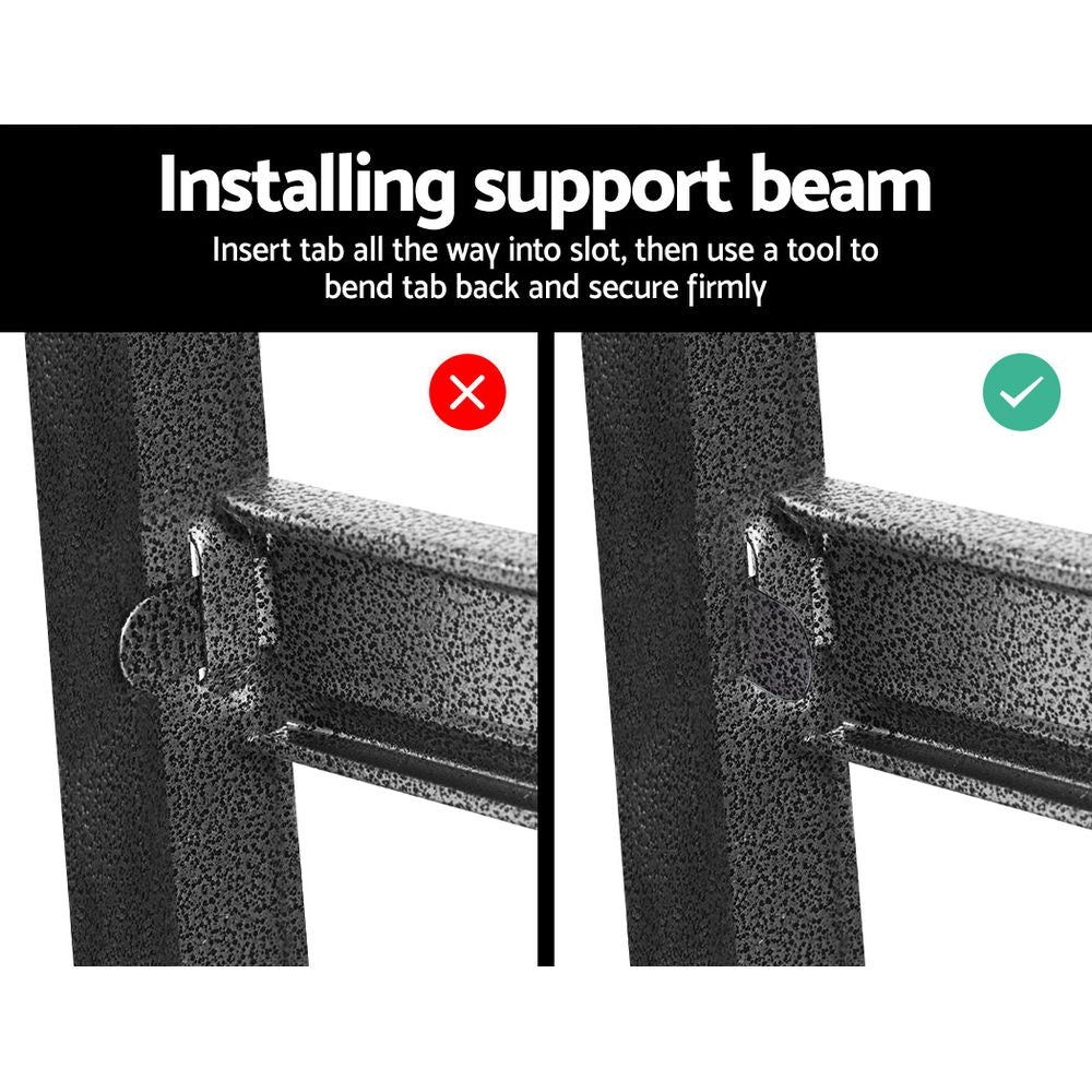 Boltless click assembly system on Giantz charcoal garage shelving no tools required setup