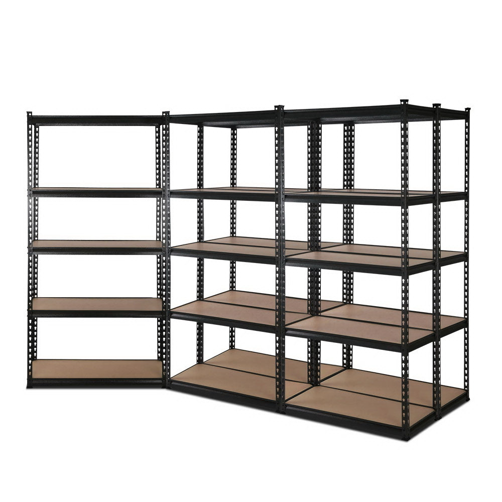 Giantz 5x1.8M black garage shelving unit fully assembled