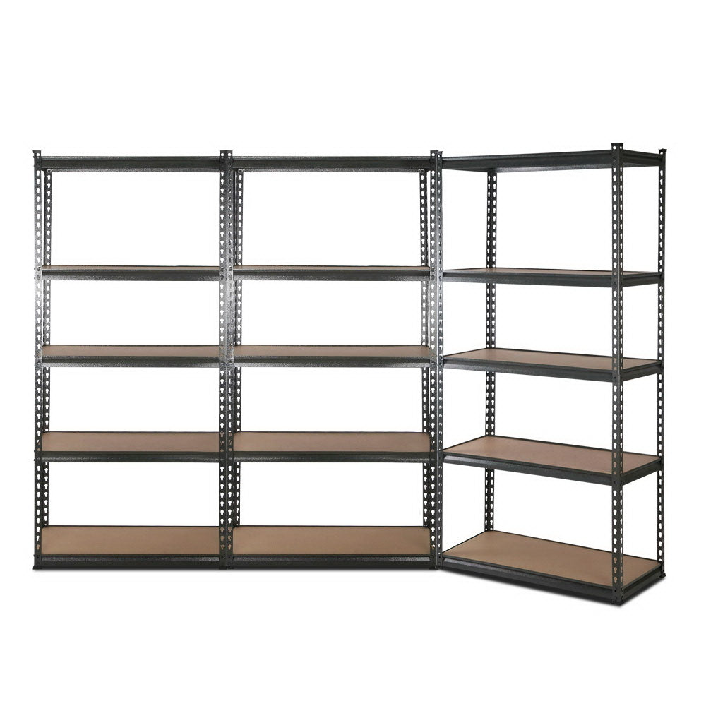 Complete Giantz 3-unit 1.8M steel garage shelving system 3000kg capacity professional workshop storage