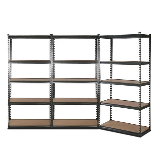 Complete Giantz 3-unit 1.8M steel garage shelving system 3000kg capacity professional workshop storage