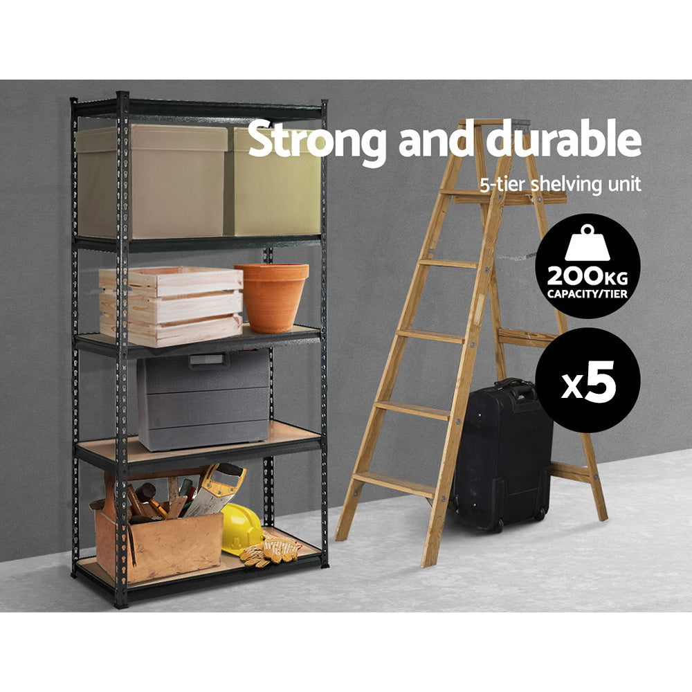 Giantz 5x1.8M Charcoal Garage Shelving Rack – 1000kg Heavy-Duty Storage (5-Pack)