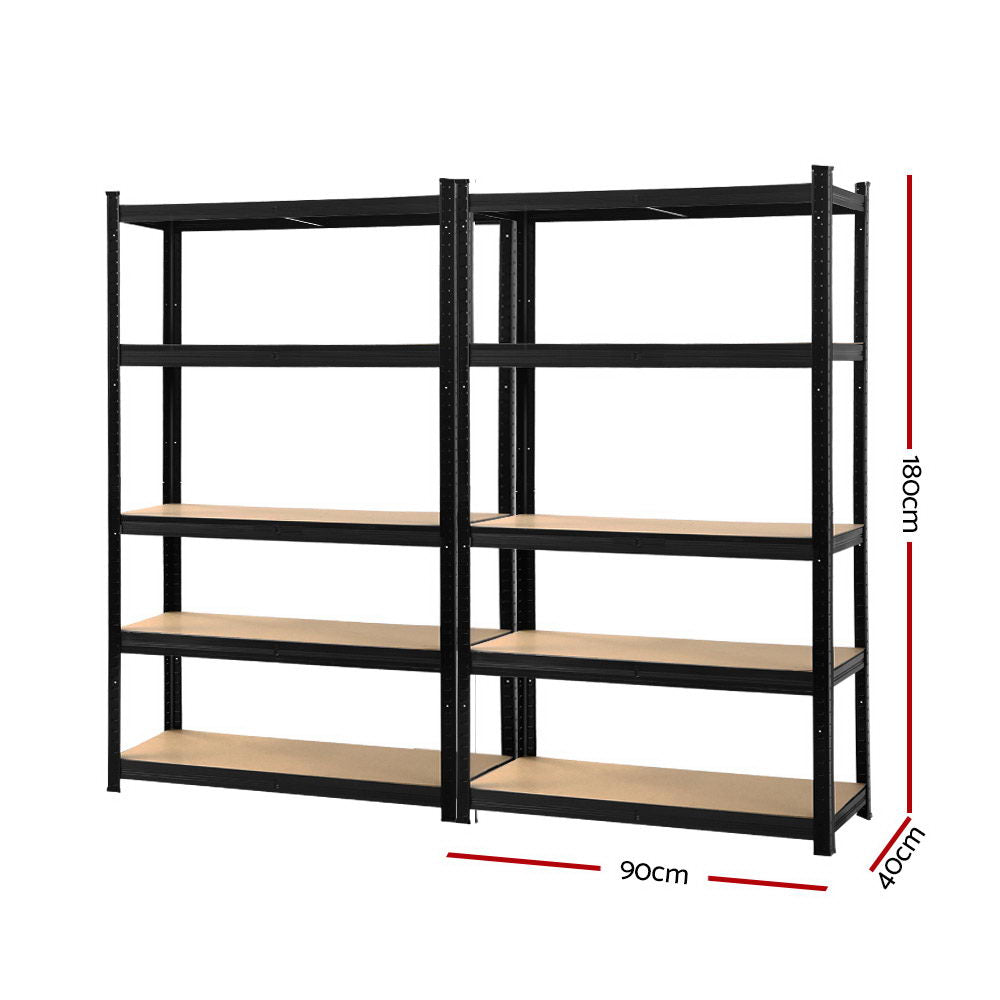 2x Garage Shelving Racks Heavy Duty 5-Tier – 1000kg Storage Steel