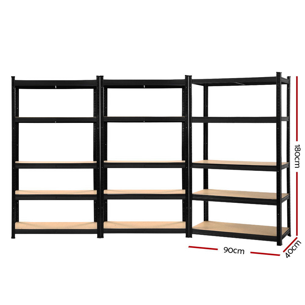 Garage Shelving 3x1.8M – Heavy Duty Warehouse Rack & Storage Shelf (Black)