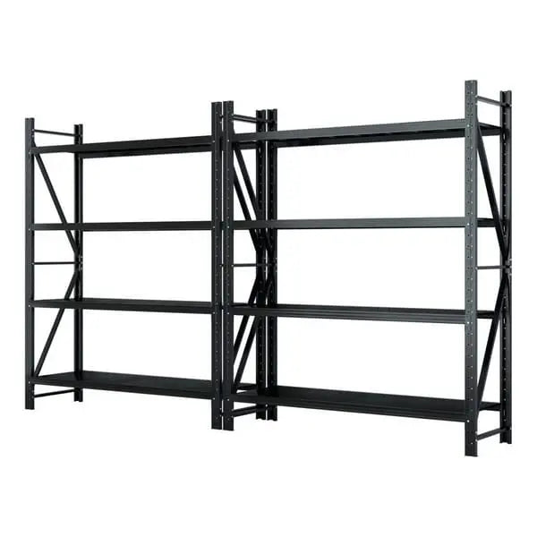 Giantz 4m Warehouse Shelving Rack - 2 Matching Units, 200kg Per Shelf, 2.4m Tall, Z-Brace Black Steel